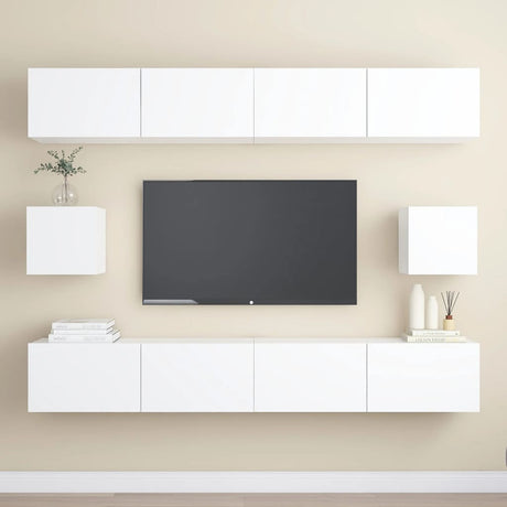 6 Piece Tv Cabinet Set Wall-Mounted Engineered Wood,  Tv Stand 80X30X30 Cm Made Of Engineered Wood,  Wall Mounted Tv Cabinets 2 Pcs 30.5X30X30 Cm