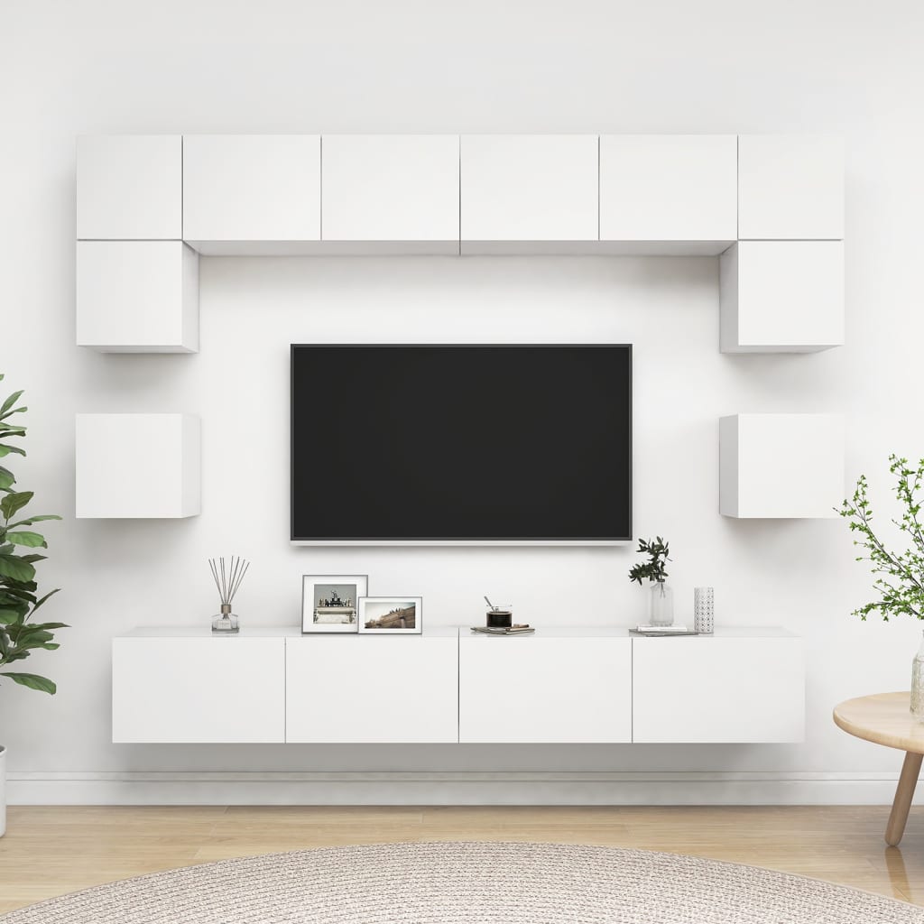 8 Piece Tv Cabinet Set Engineered Wood