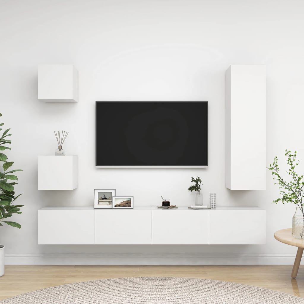5 Piece Tv Cabinet Set Engineered Wood