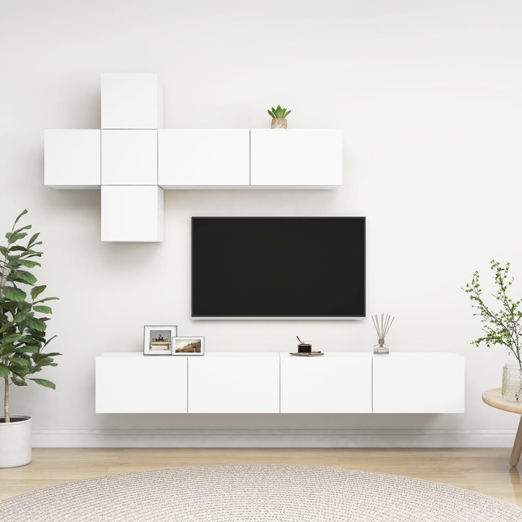 7 Piece Tv Cabinet Set Engineered Wood