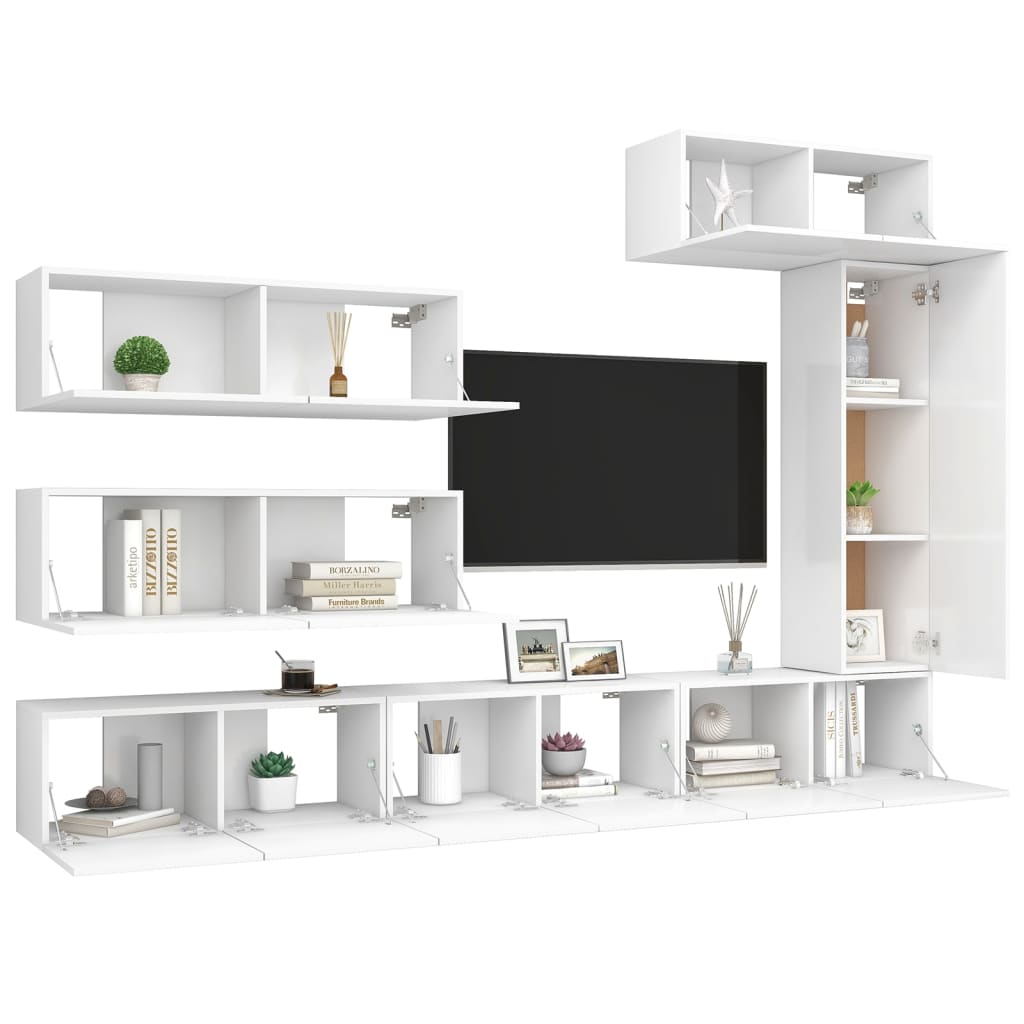 7 Piece Tv Cabinet Set Engineered Wood