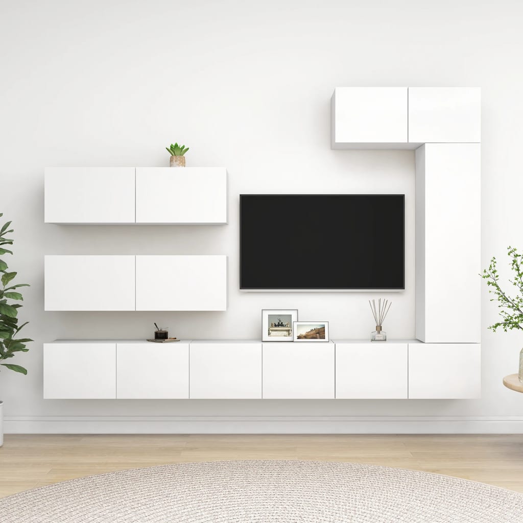 7 Piece Tv Cabinet Set Engineered Wood