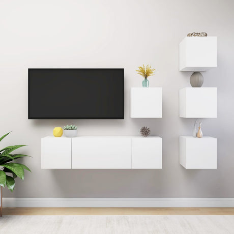 6 Piece Tv Cabinet Set Engineered Wood
