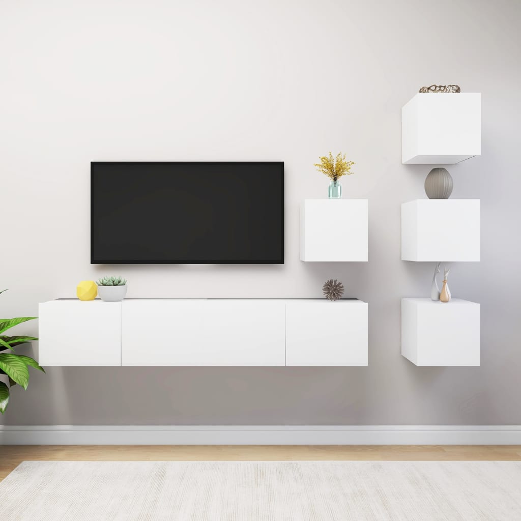 6 Piece Tv Cabinet Set Engineered Wood