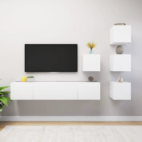 6 Piece Tv Cabinet Set Engineered Wood