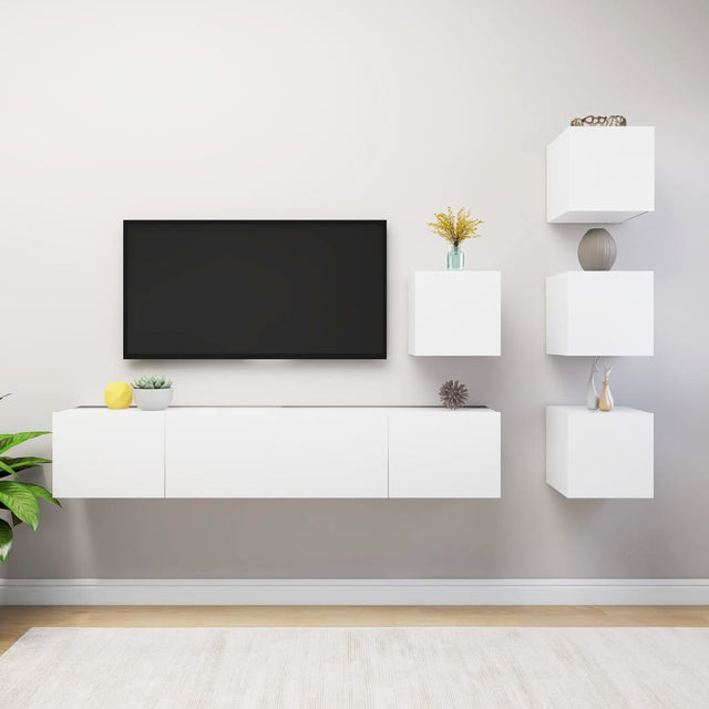 6 Piece Tv Cabinet Set Engineered Wood