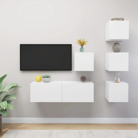 6 Piece Tv Cabinet Set Engineered Wood