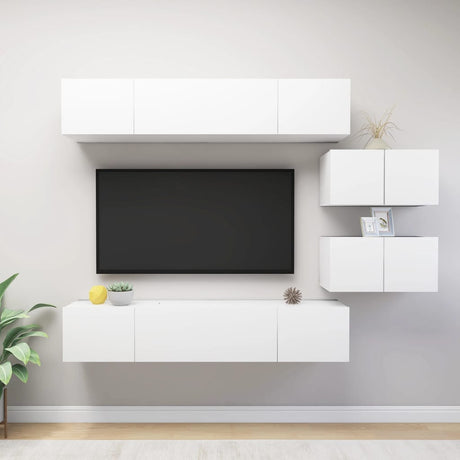 6 Piece Tv Cabinet Set Engineered Wood