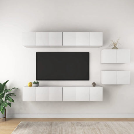6 Piece Tv Cabinet Set Engineered Wood