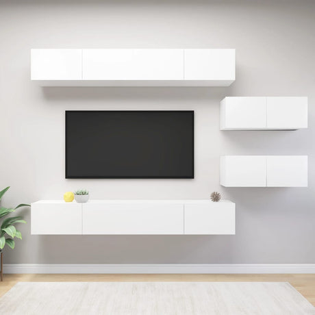 6 Piece Tv Cabinet Set Engineered Wood