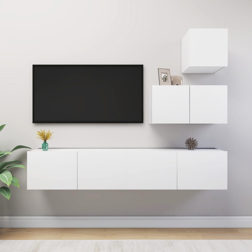 4 Piece Tv Cabinet Set Engineered Wood