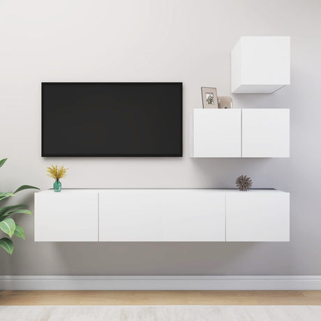 4 Piece Tv Cabinet Set Engineered Wood
