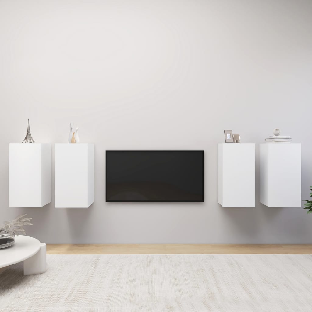 4 Piece Tv Cabinet Set 30.5X30X Engineered Wood,  Wall-Mounted Tv Cabinets - 2 Pcs , 30.5X30X, Made From Engineered Wood