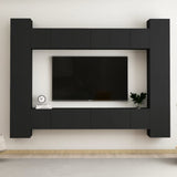 8 Piece Tv Cabinet Set Wall-Mounted Engineered Wood,  Tv Stand 80X30X30 Cm Made Of Engineered Wood,  Wall-Mounted Tv Cabinets - 2 Pcs , 30.5X30X90 Cm, Made From Engineered Wood