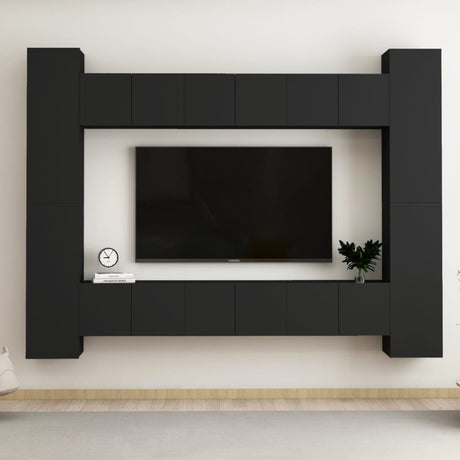 8 Piece Tv Cabinet Set Wall-Mounted Engineered Wood,  Tv Stand 80X30X30 Cm Made Of Engineered Wood,  Wall-Mounted Tv Cabinets - 2 Pcs , 30.5X30X90 Cm, Made From Engineered Wood