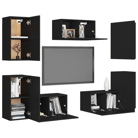 7 Piece Tv Cabinet Set Engineered Wood