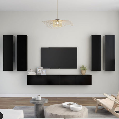 6 Piece Tv Cabinet Set Wall-Mounted Engineered Wood,  Tv Stand 80X30X30 Cm Made Of Engineered Wood,  Wall-Mounted Tv Cabinets - 2 Pcs , 30.5X30X, Made From Engineered Wood