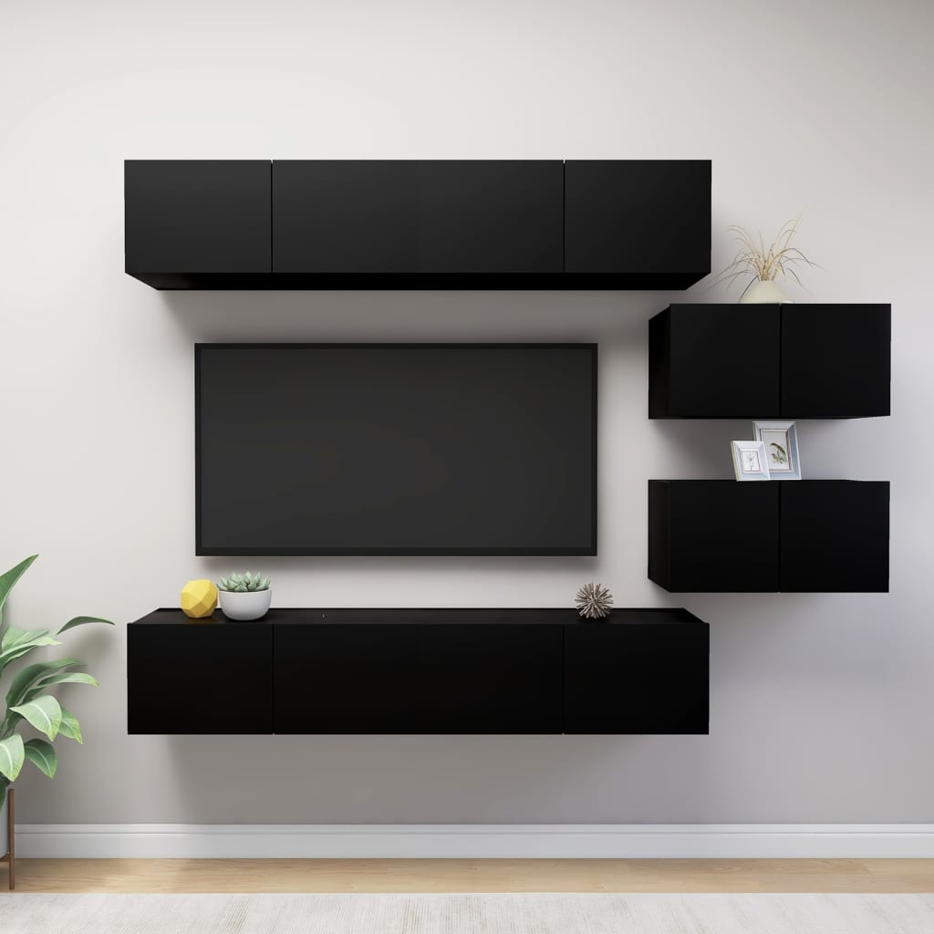 6 Piece Tv Cabinet Set Engineered Wood
