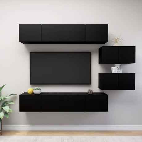 6 Piece Tv Cabinet Set Engineered Wood