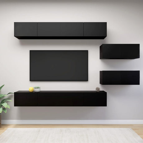 6 Piece Tv Cabinet Set Engineered Wood