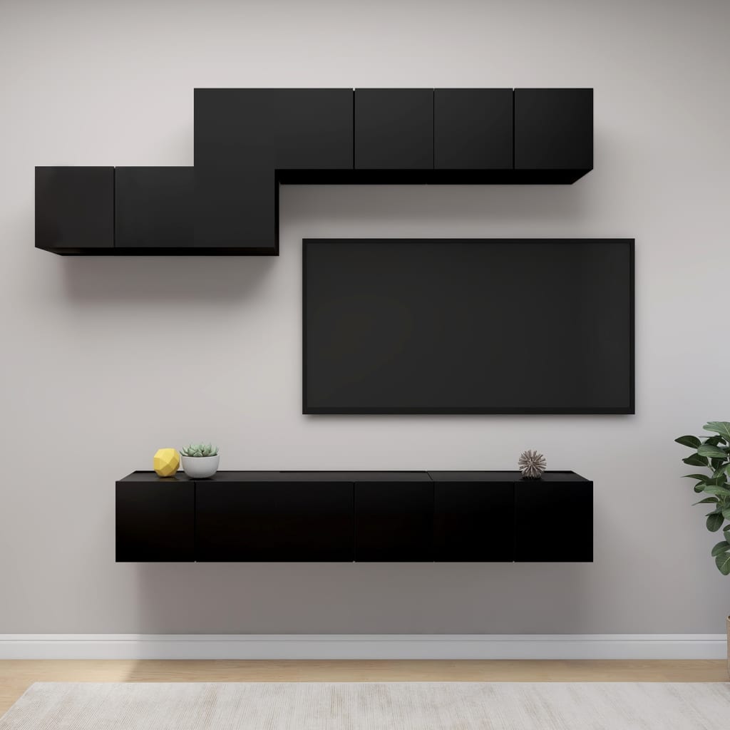 7 Piece Tv Cabinet Set Engineered Wood