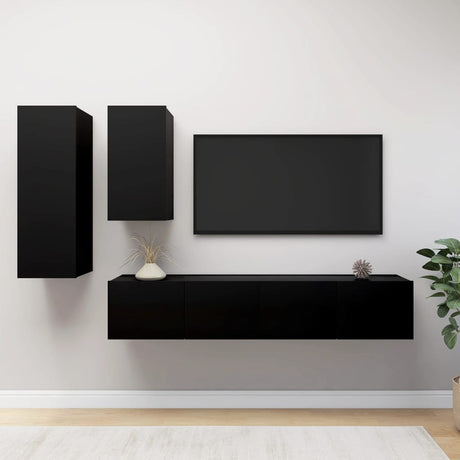 4 Piece Tv Cabinet Set Engineered Wood