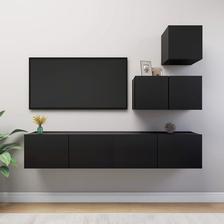 4 Piece Tv Cabinet Set Engineered Wood