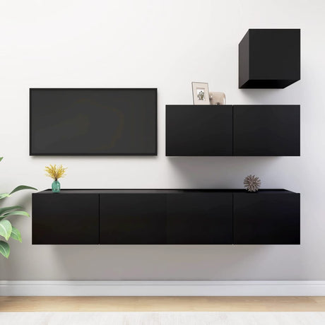 4 Piece Tv Cabinet Set Engineered Wood