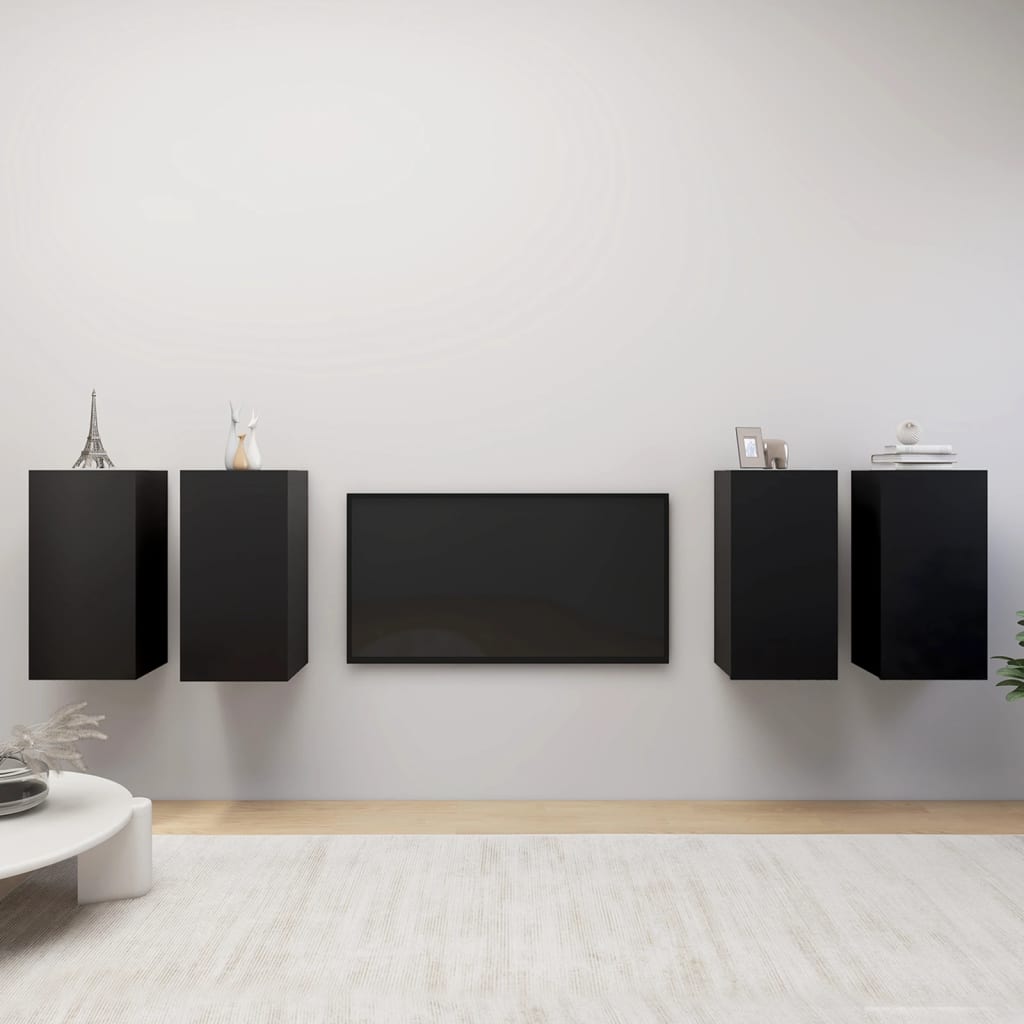 4 Piece Tv Cabinet Set 30.5X30X Engineered Wood,  Wall-Mounted Tv Cabinets - 2 Pcs , 30.5X30X, Made From Engineered Wood