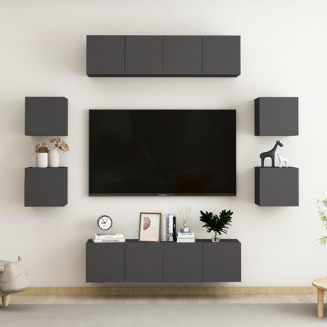 8 Piece Tv Cabinet Set Engineered Wood