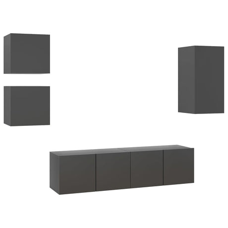 5 Piece Tv Cabinet Set Engineered Wood