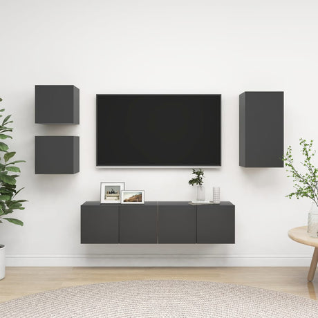 5 Piece Tv Cabinet Set Engineered Wood
