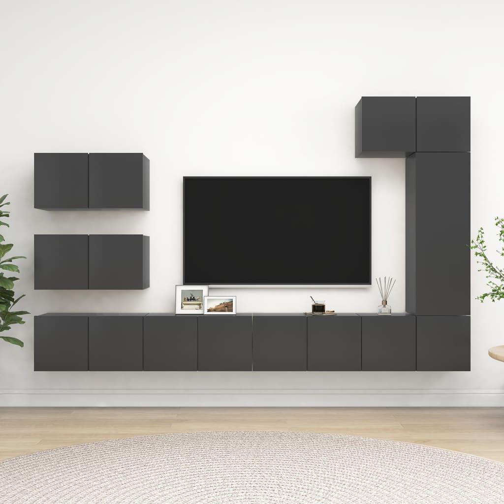 7 Piece Tv Cabinet Set Engineered Wood