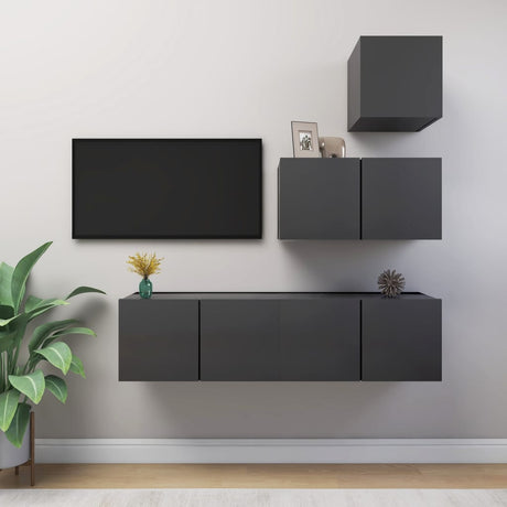 4 Piece Tv Cabinet Set Engineered Wood