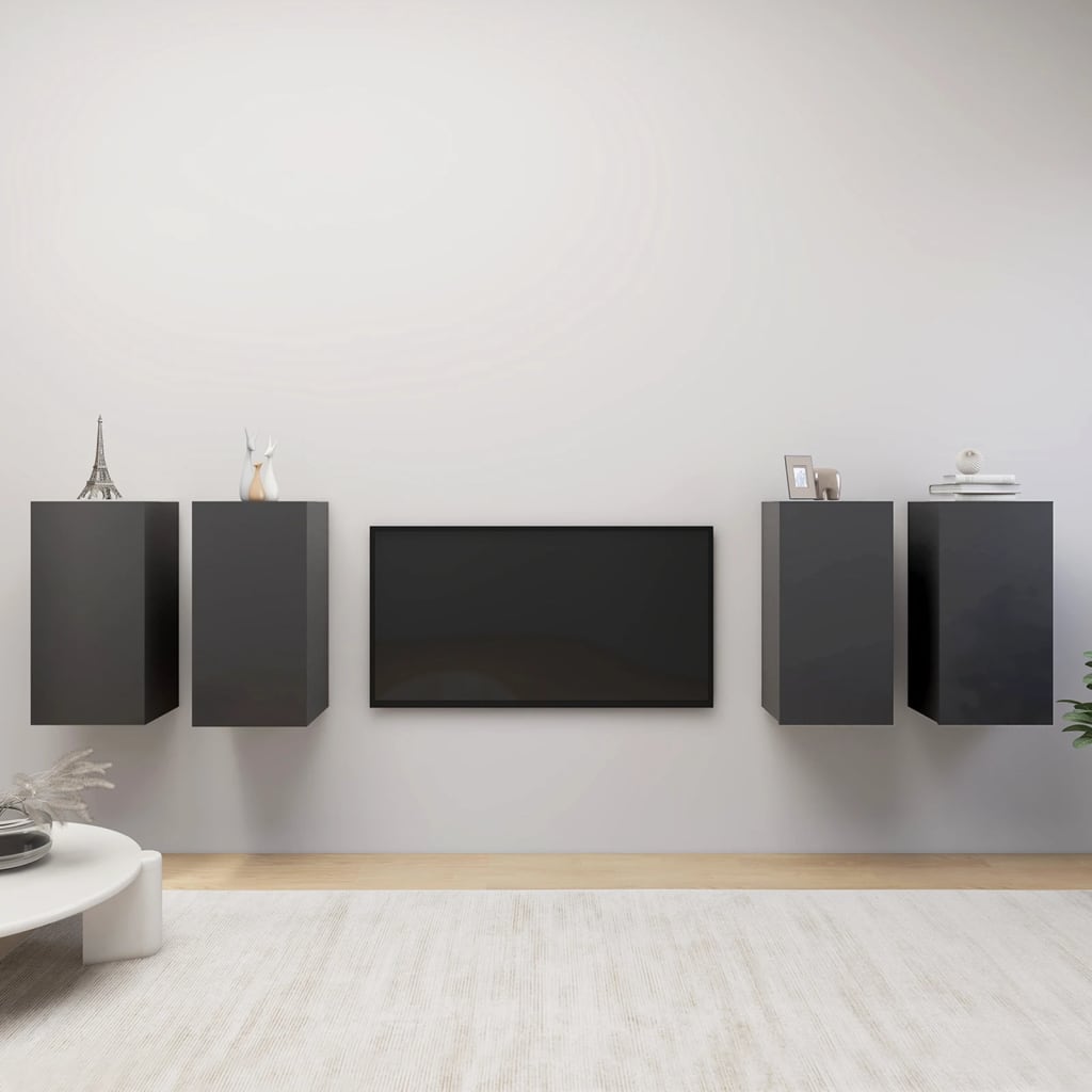 4 Piece Tv Cabinet Set 30.5X30X Engineered Wood,  Wall-Mounted Tv Cabinets - 2 Pcs , 30.5X30X, Made From Engineered Wood