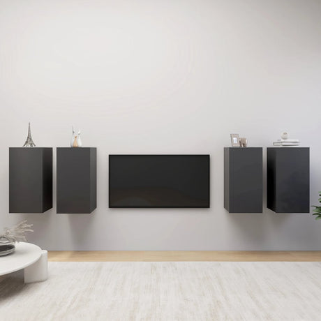 4 Piece Tv Cabinet Set 30.5X30X Engineered Wood,  Wall-Mounted Tv Cabinets - 2 Pcs , 30.5X30X, Made From Engineered Wood
