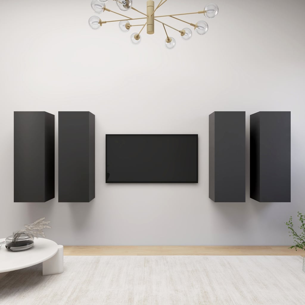 4 Piece Tv Cabinet Set 30.5X30X Engineered Wood,  Wall-Mounted Tv Cabinets - 2 Pcs , 30.5X30X, Made From Engineered Wood