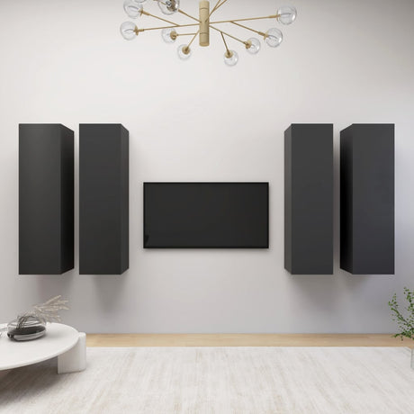 4 Piece Tv Cabinet Set 30.5X30X Engineered Wood,  Wall-Mounted Tv Cabinets - 2 Pcs , 30.5X30X, Made From Engineered Wood