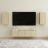 4 Piece Tv Cabinet Set Wall-Mounted Engineered Wood,  Tv Stand 80X30X30 Cm Made Of Engineered Wood,  Wall-Mounted Tv Cabinets - 2 Pcs , 30.5X30X90 Cm, Made From Engineered Wood