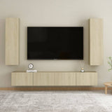 4 Piece Tv Cabinet Set Wall-Mounted Engineered Wood,  Tv Stand 80X30X30 Cm Made Of Engineered Wood,  Wall-Mounted Tv Cabinets - 2 Pcs , 30.5X30X90 Cm, Made From Engineered Wood