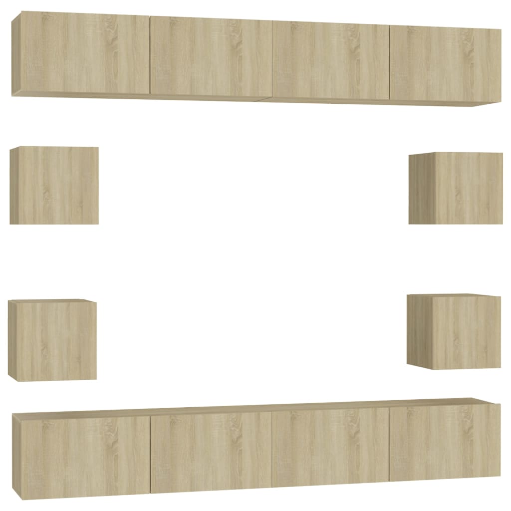 8 Piece Tv Cabinet Set Engineered Wood