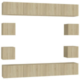 8 Piece Tv Cabinet Set Engineered Wood