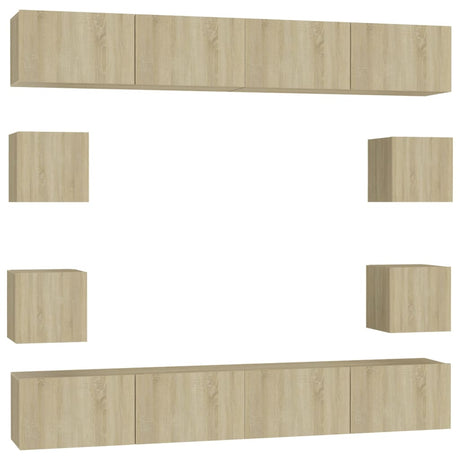 8 Piece Tv Cabinet Set Engineered Wood