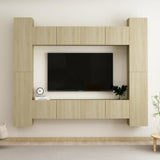 8 Piece Tv Cabinet Set Wall-Mounted Engineered Wood,  Tv Stand 80X30X30 Cm Made Of Engineered Wood,  Wall-Mounted Tv Cabinets - 2 Pcs , 30.5X30X90 Cm, Made From Engineered Wood