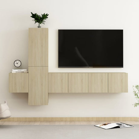 5 Piece Tv Cabinet Set Engineered Wood