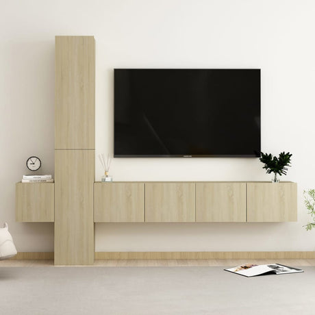 5 Piece Tv Cabinet Set Engineered Wood