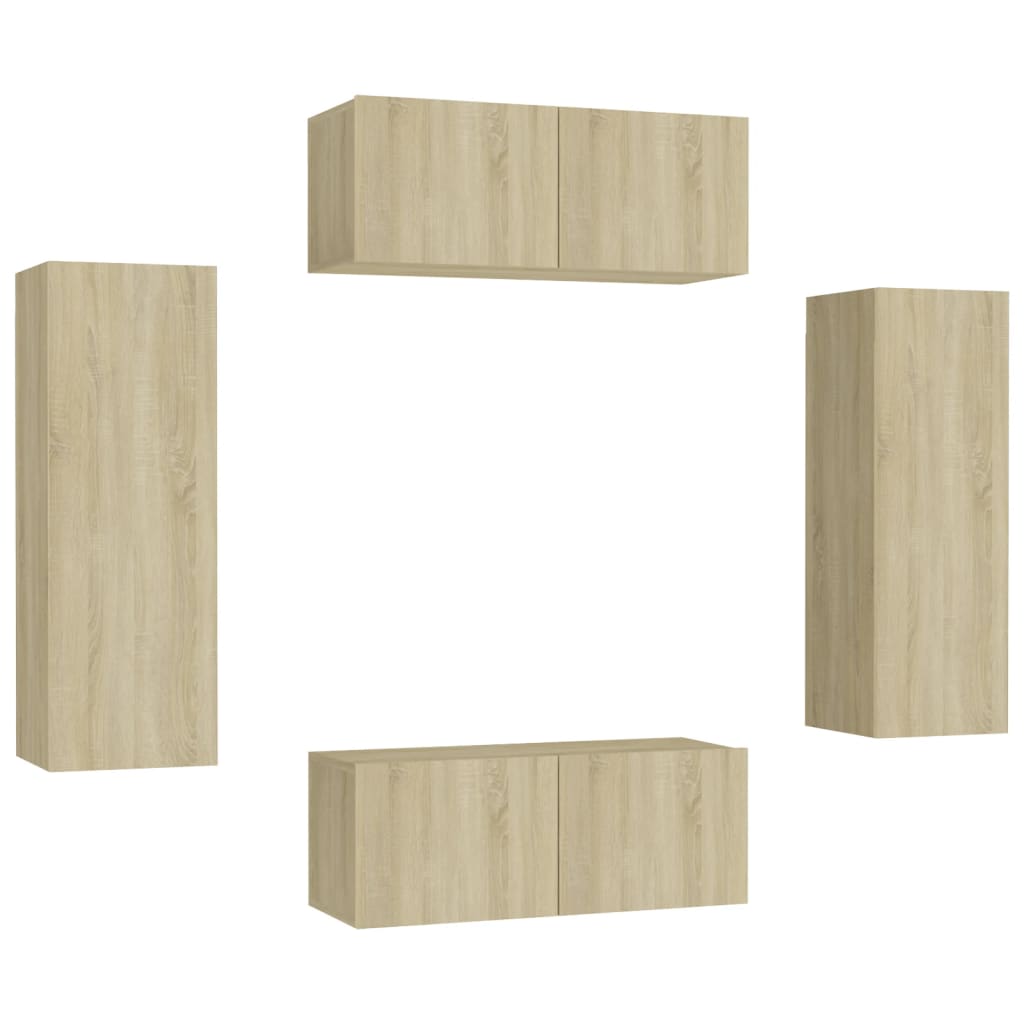 4 Piece Tv Cabinet Set Engineered Wood