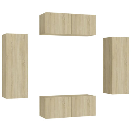 4 Piece Tv Cabinet Set Engineered Wood