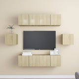 6 Piece Tv Cabinet Set Wall-Mounted Engineered Wood,  Tv Stand 80X30X30 Cm Made Of Engineered Wood,  Wall Mounted Tv Cabinets 2 Pcs 30.5X30X30 Cm