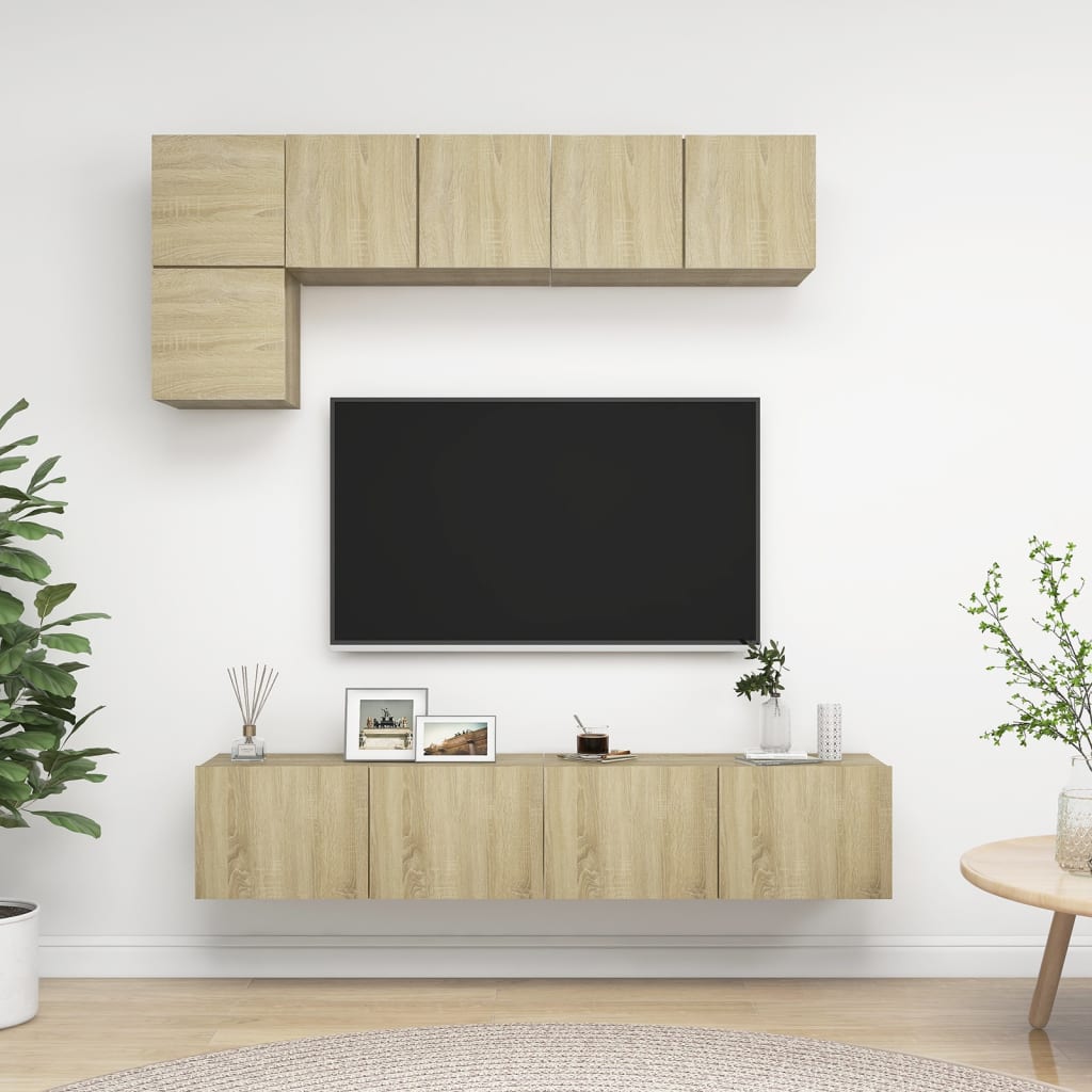 5 Piece Tv Cabinet Set Engineered Wood